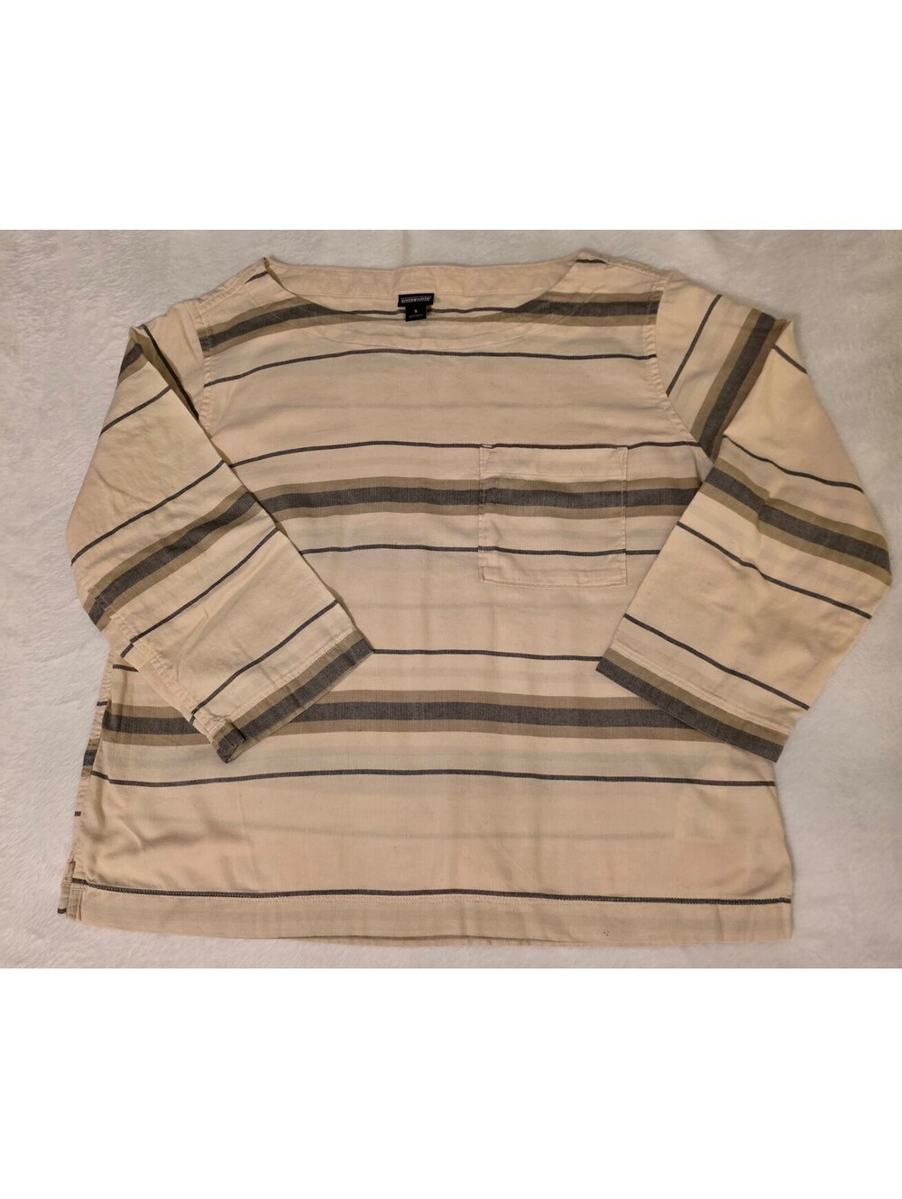 Patagonia cream striped long sleeve top